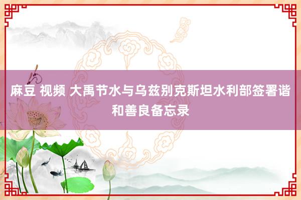 麻豆 视频 大禹节水与乌兹别克斯坦水利部签署谐和善良备忘录