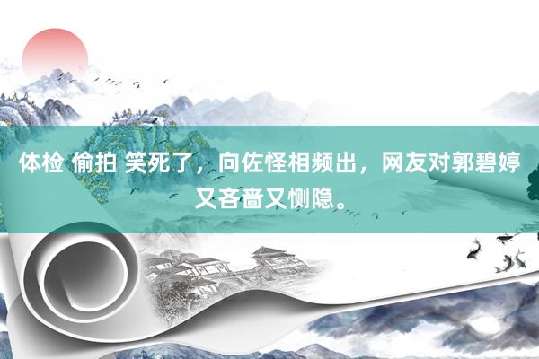 体检 偷拍 笑死了，向佐怪相频出，网友对郭碧婷又吝啬又恻隐。