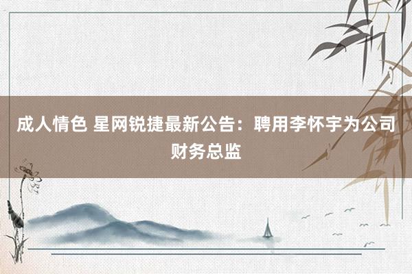 成人情色 星网锐捷最新公告：聘用李怀宇为公司财务总监