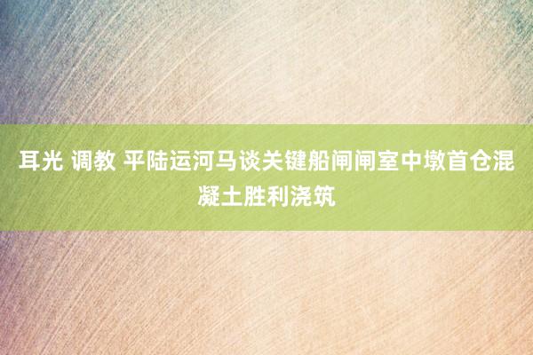 耳光 调教 平陆运河马谈关键船闸闸室中墩首仓混凝土胜利浇筑