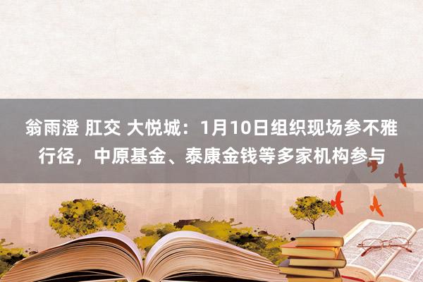 翁雨澄 肛交 大悦城：1月10日组织现场参不雅行径，中原基金、泰康金钱等多家机构参与