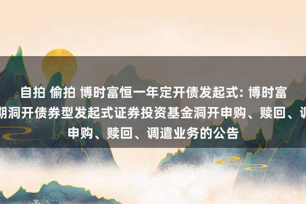 自拍 偷拍 博时富恒一年定开债发起式: 博时富恒纯债一年按期洞开债券型发起式证券投资基金洞开申购、赎回、调遣业务的公告