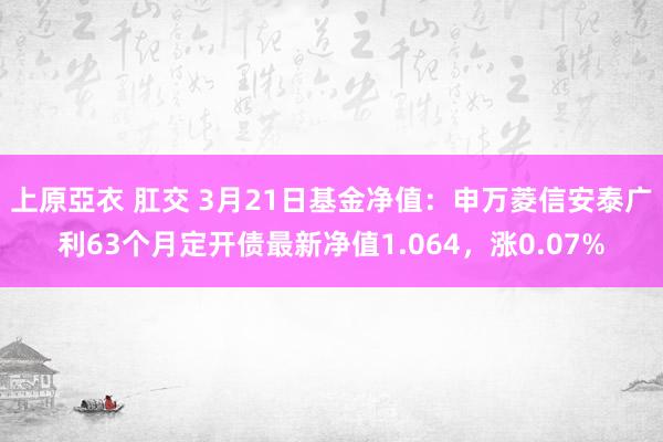 上原亞衣 肛交 3月21日基金净值：申万菱信安泰广利63个月定开债最新净值1.064，涨0.07%